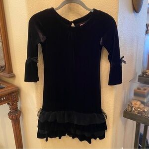 HYPE Girls Black Velvet Ruffled Party Special Occasion Dress Size 10 Yrs